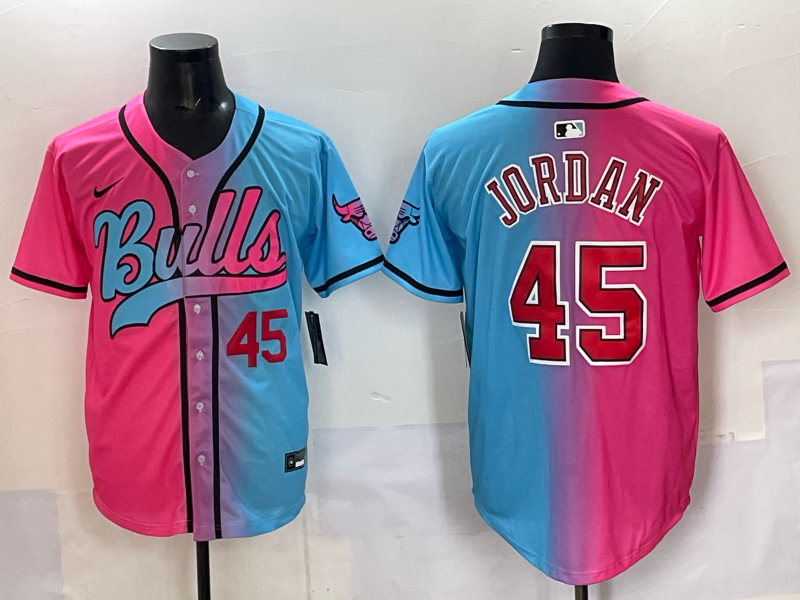 Men Chicago Bulls Nike #45 Jordan Blue pink NBA 2025 Jersey style 012